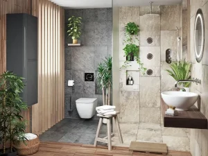 desain kamar mandi pedesaan tropis